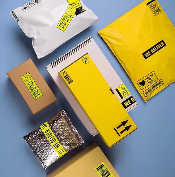 Stacked shipping packages